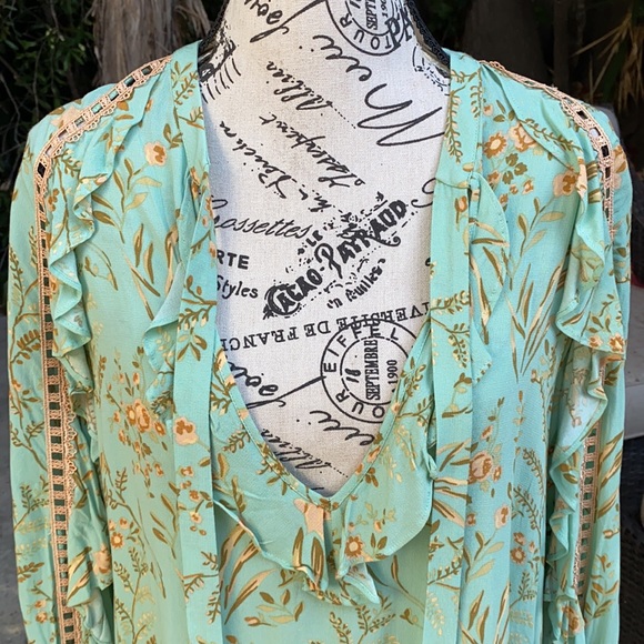 NWT💫Spell Maise Blouse in Vintage Turquoise size small - Picture 4 of 13